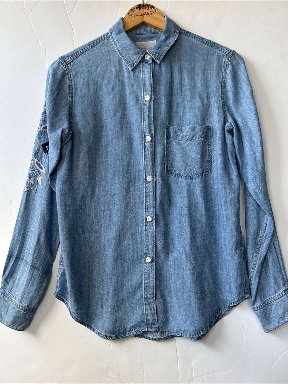 Rails Light Blue Denim Button-Down Shirt with Pocket